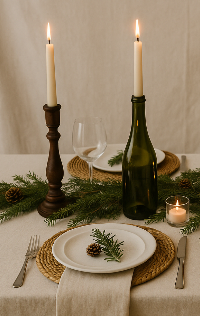 Wine bottle candle table